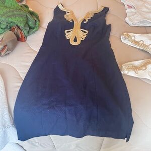 Lilly Pulitzer Navy and Gold Mini Dress